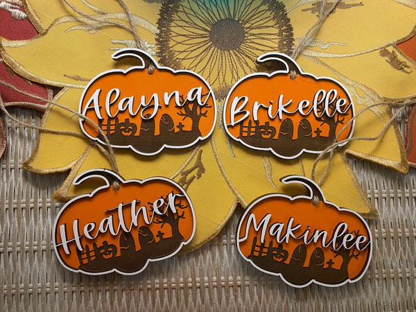 Halloween 3D Pumpkin Trick-or-Treat Basket Tag