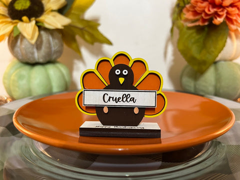 Thanksgiving Turkey Dinner Place Setting Name Plate