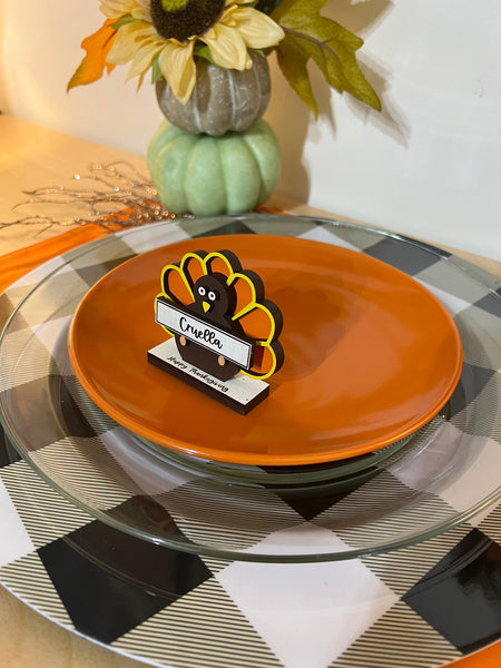 Thanksgiving Turkey Dinner Place Setting Name Plate