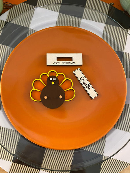 Thanksgiving Turkey Dinner Place Setting Name Plate