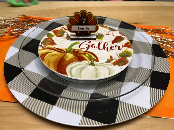 Thanksgiving Turkey Dinner Place Setting Name Plate