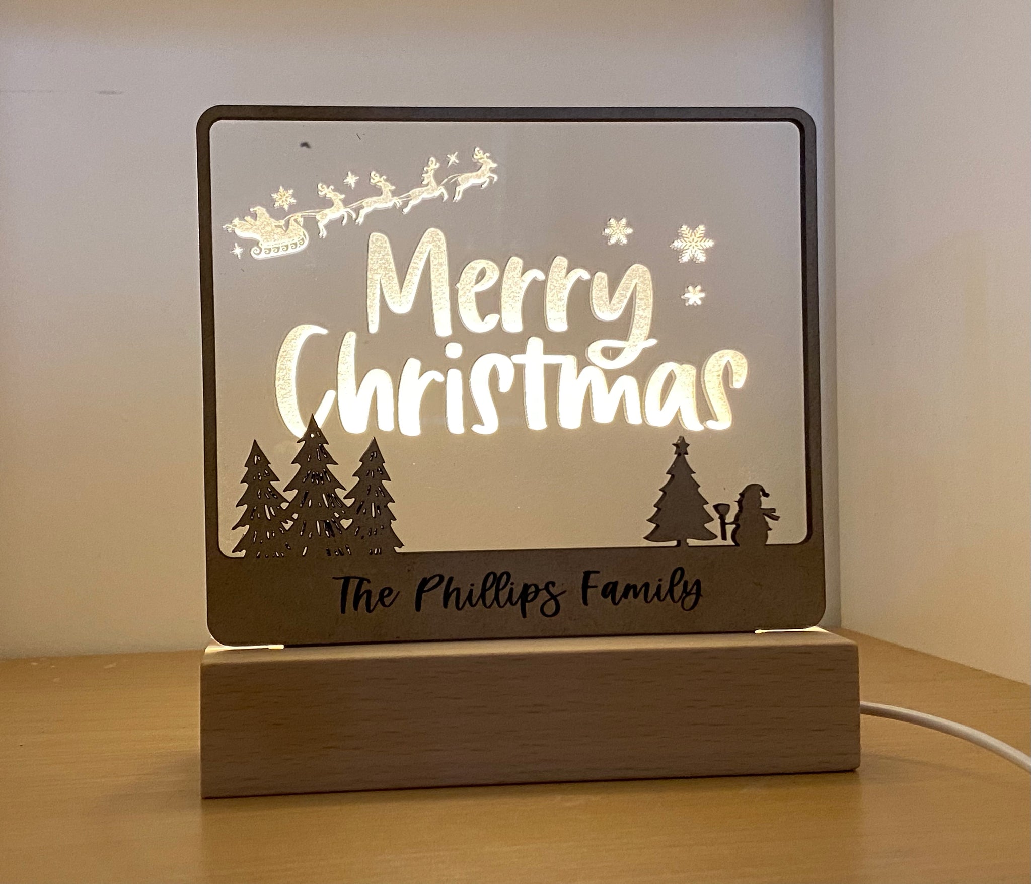 Personalized Merry Christmas LED Light